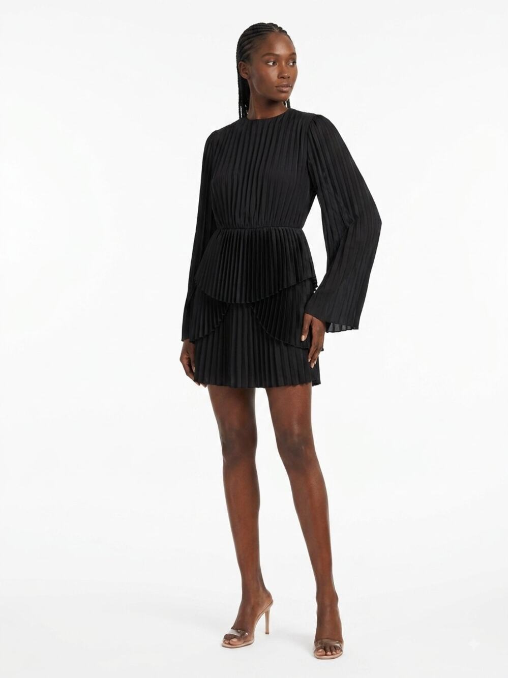 NWT Andrea Iyamah Lenti Pleated Mini Dress Black Size Medium No Belt